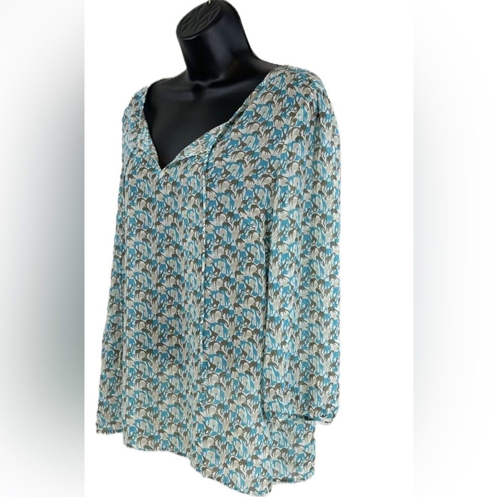 Banana Republic Sheer Giraffe Safari Blouse Long Sleeve Flowy Small